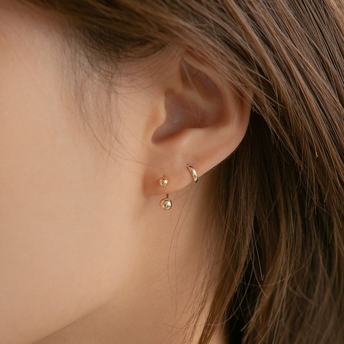 룬느(LUNNE) 14k 더블 볼 라인 피어싱 (14k골드) #PI12