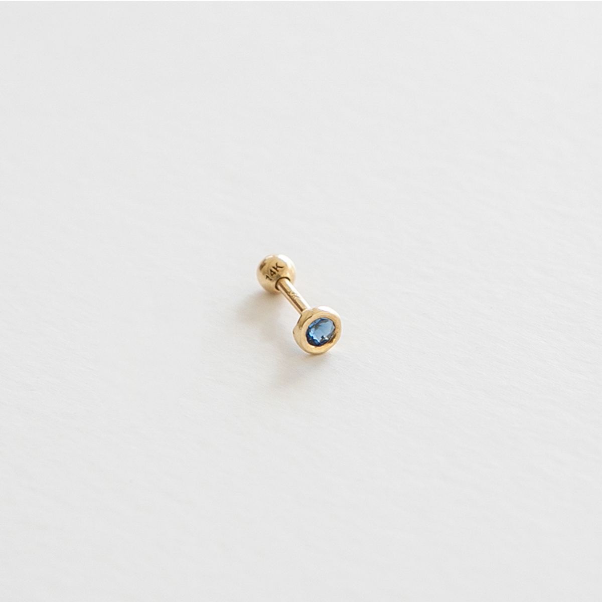 룬느(LUNNE) 14k 블루 큐빅 피어싱 (14k골드)(바두께1mm) #PIB02
