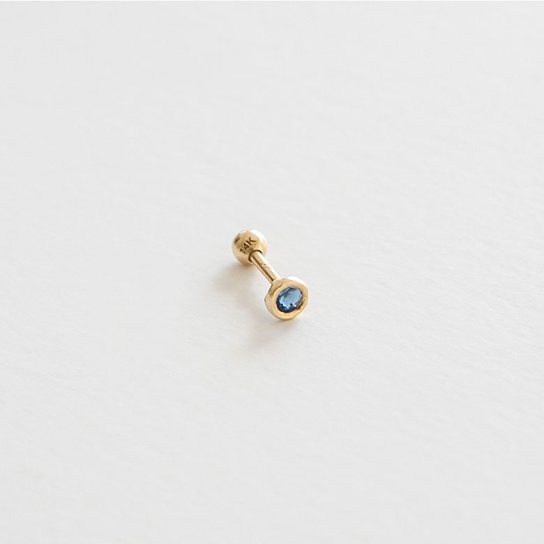 14k 블루 큐빅 피어싱 (14k골드)(바두께1mm) #PIB02