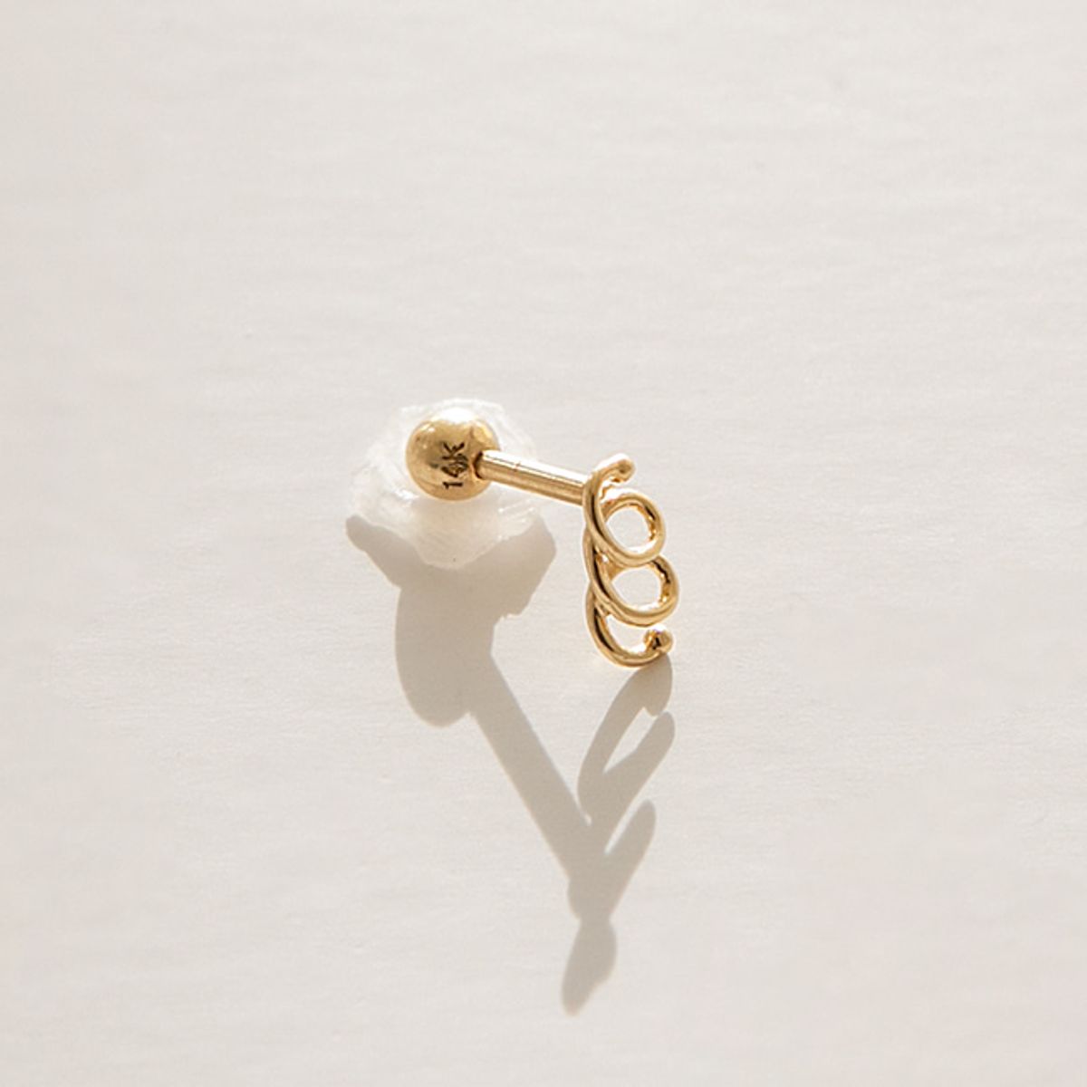 룬느(LUNNE) 14k 트위스트 라인 피어싱 (14k골드)(바두께1mm) #PIB04