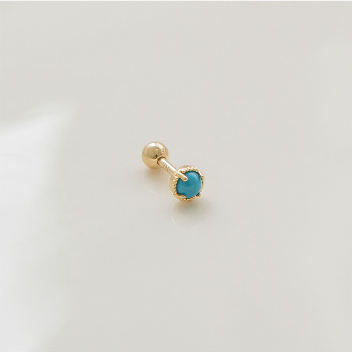 룬느(LUNNE) 14k 터키석 원석 피어싱 (14k골드)(바두께1mm) #PIB06