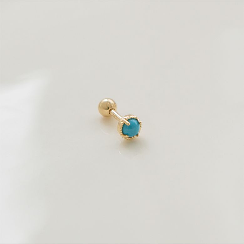 14k 터키석 원석 피어싱 (14k골드)(바두께1mm) #PIB06