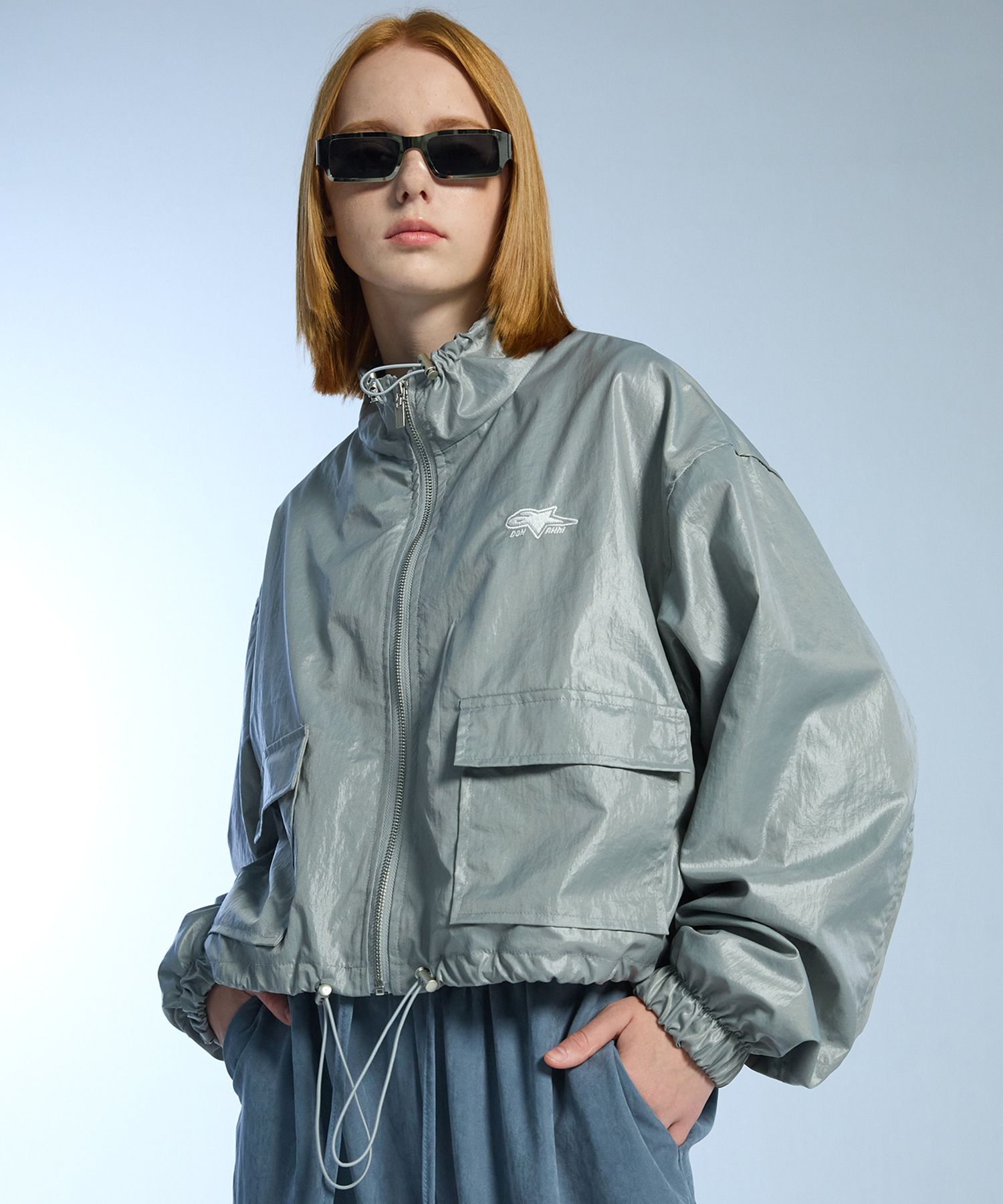 MUSINSA公式 | OOH-AHH Shine Windbreaker (Grey)