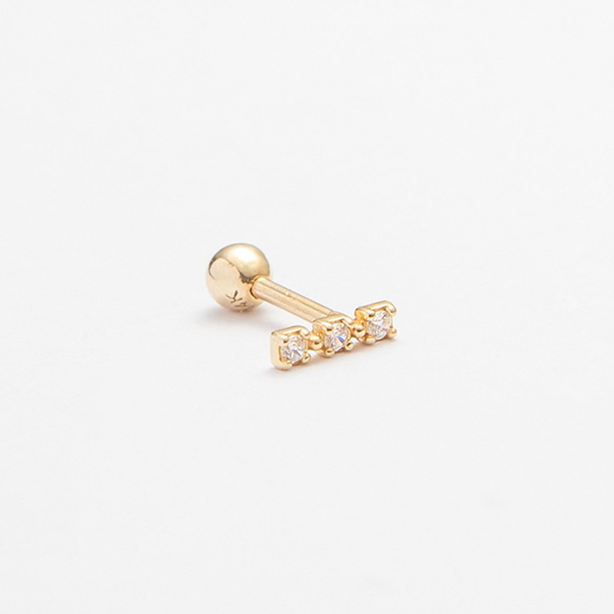 룬느(LUNNE) 14k 트리플 큐 바 피어싱 (14k골드)(바두께1mm) #PIB13