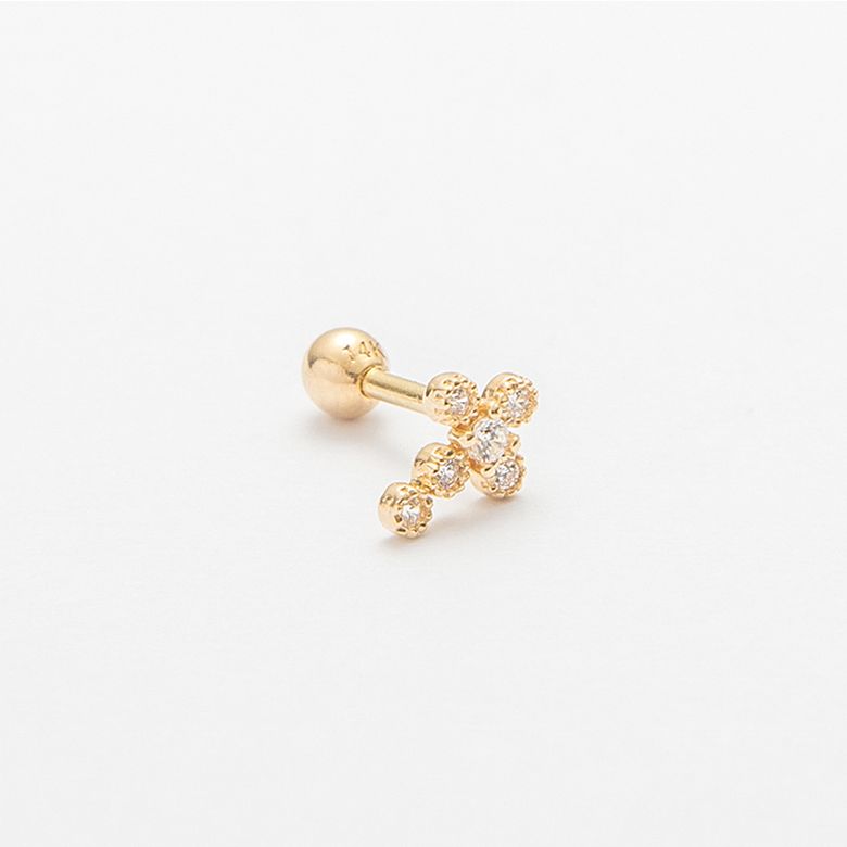 14k 십자가 큐 피어싱 (14k골드)(바두께1mm) #PIB14