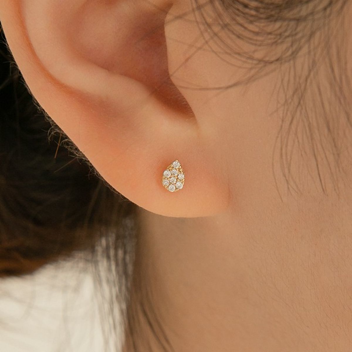 룬느(LUNNE) 14k 미니 물방울 큐 피어싱 (14k골드)(바두께1mm) #PIB16