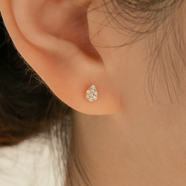 14k 미니 물방울 큐 피어싱 (14k골드)(바두께1mm) #PIB16