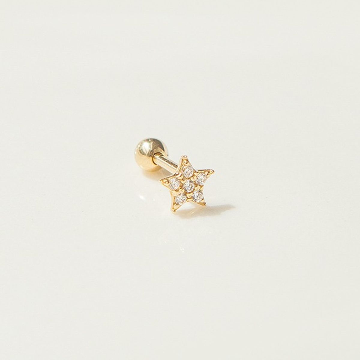 룬느(LUNNE) 14k 프레스 별 큐빅 피어싱 (14k골드)(바두께1mm) S05