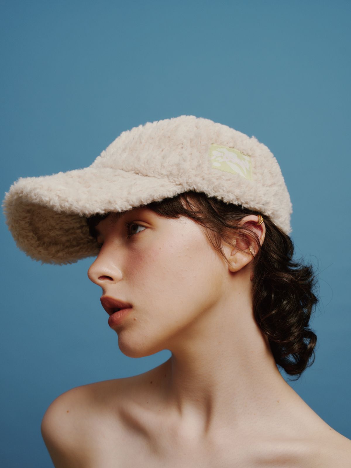 포에지담(POESIEDAME) [Life PORTRAIT] Braid Fur ball cap in beige