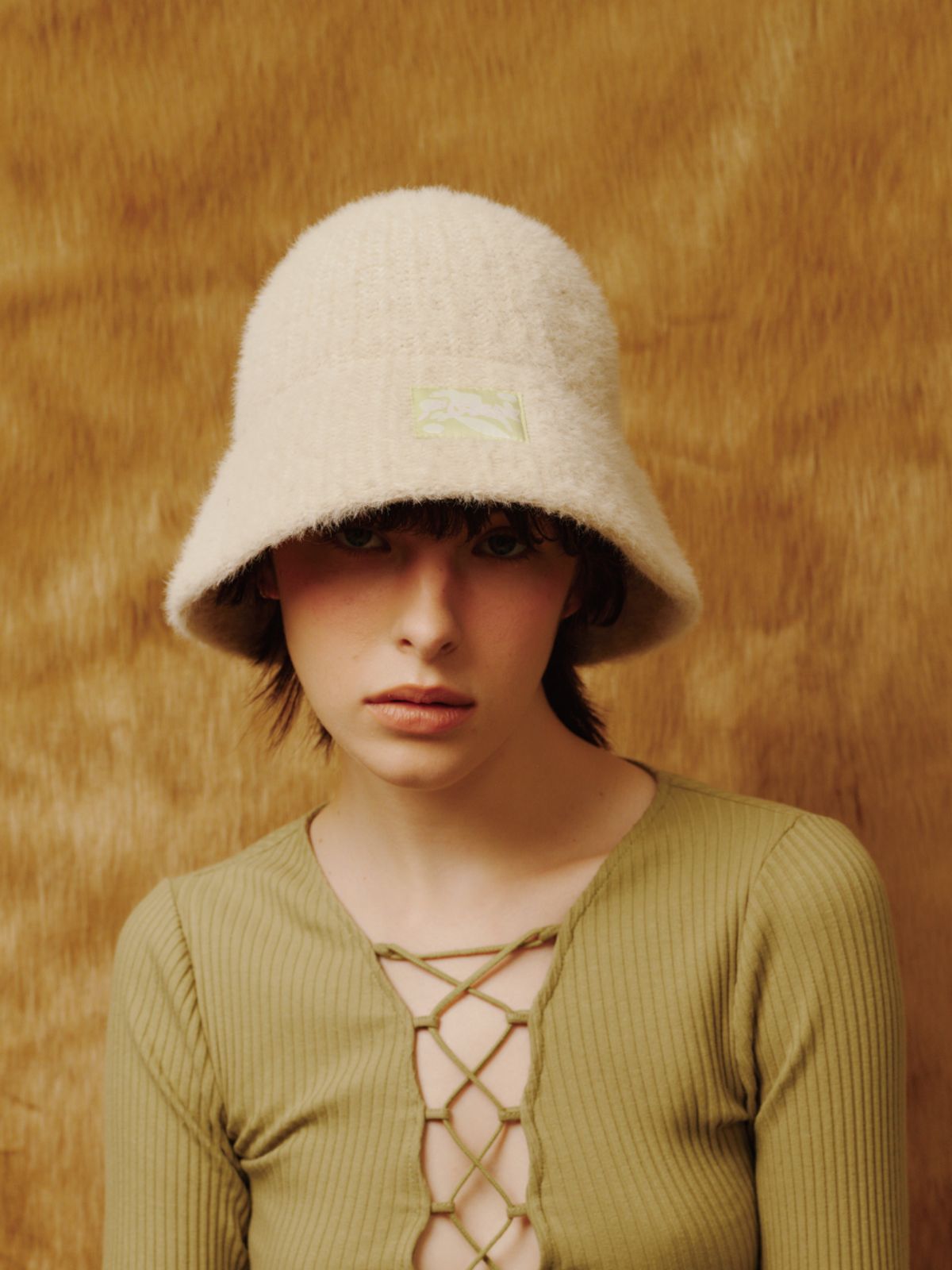 포에지담(POESIEDAME) [Life PORTRAIT] Angora knit hat in Ivory