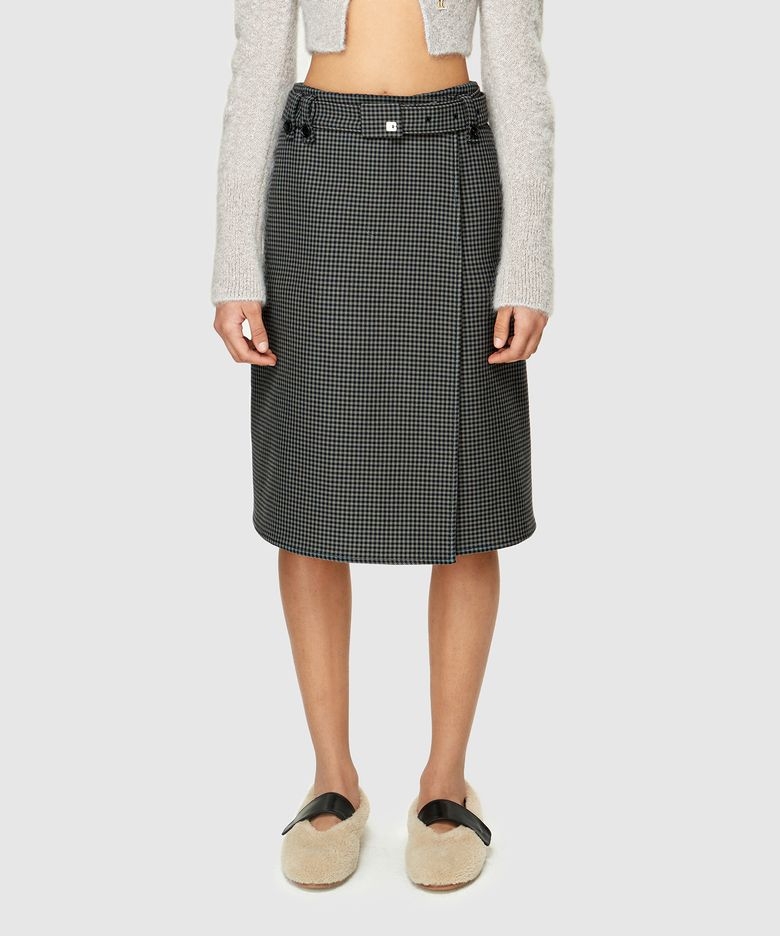 BELT WRAP SKIRT - CHECK