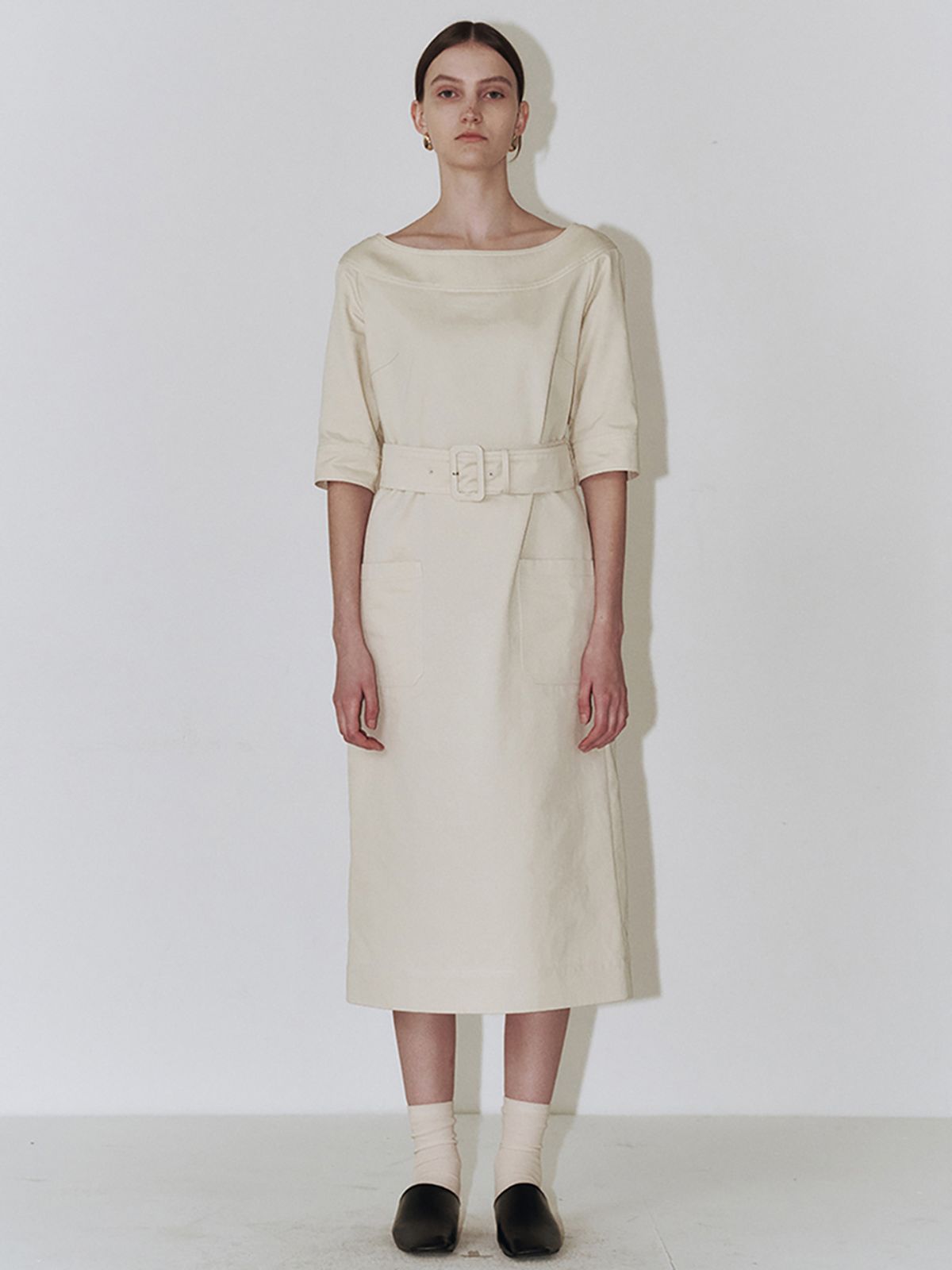 플로우먼(FLOWOMEN) Stitch Point Dress_Cream