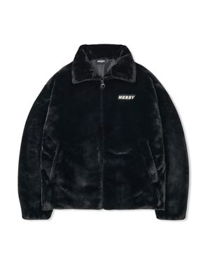 뮬리 퍼 자켓 블랙