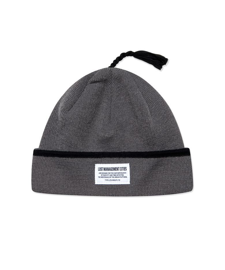 LMC STRIPE TASSEL BEANIE gray