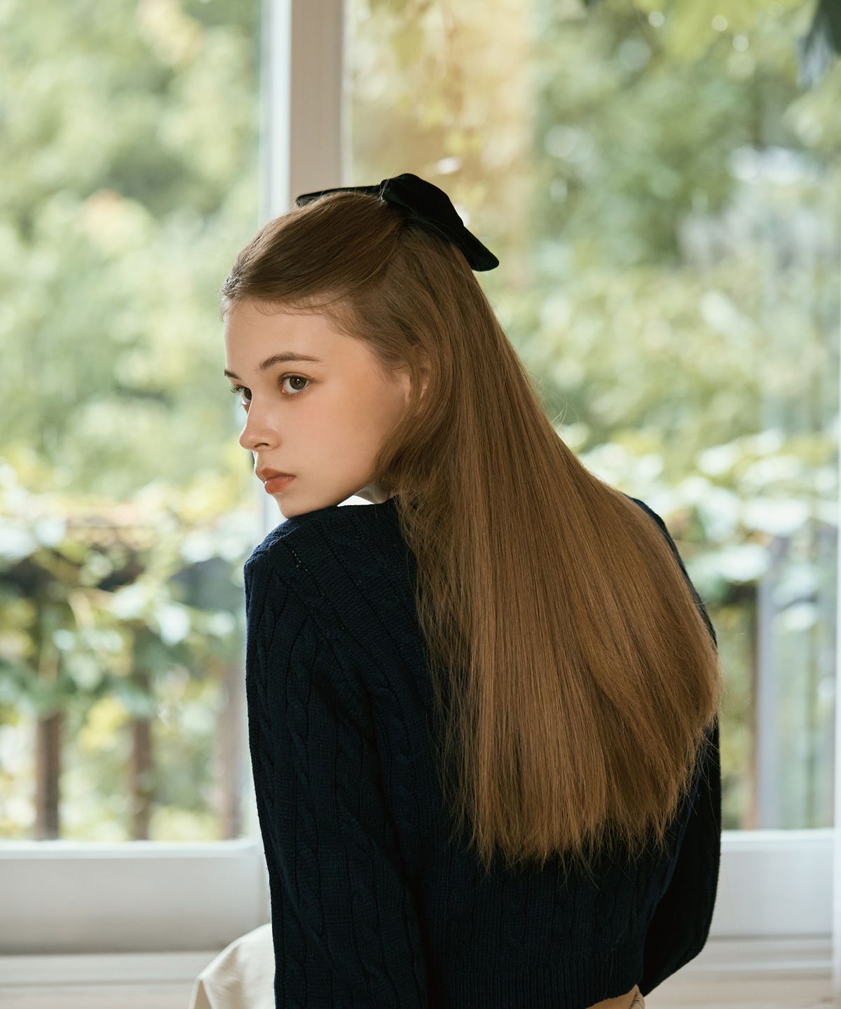 아노에틱(ANOETIC) ANC SATIN VELVET RIBBON HAIRPIN - BLACK