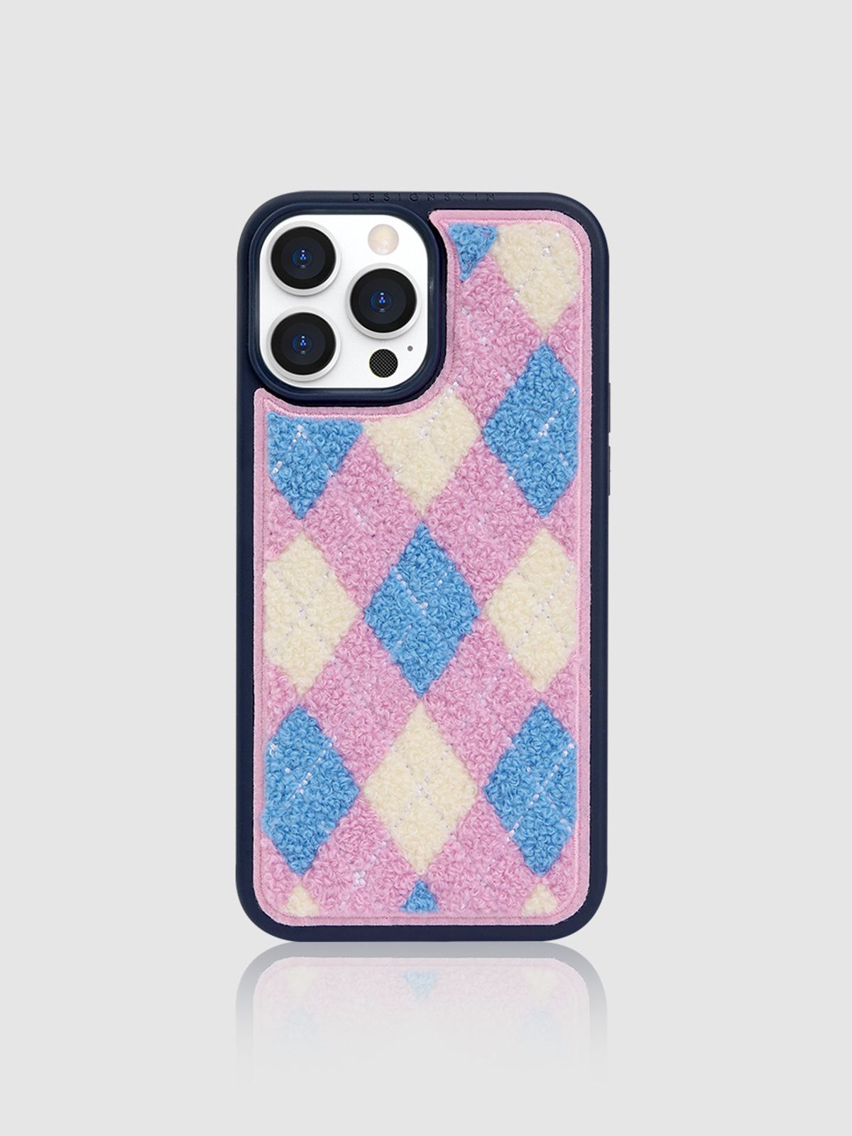 디자인스킨(DESIGNSKIN) 아이폰14/프로/플러스/프로맥스 부클 패턴 케이스-아가일/바이올렛