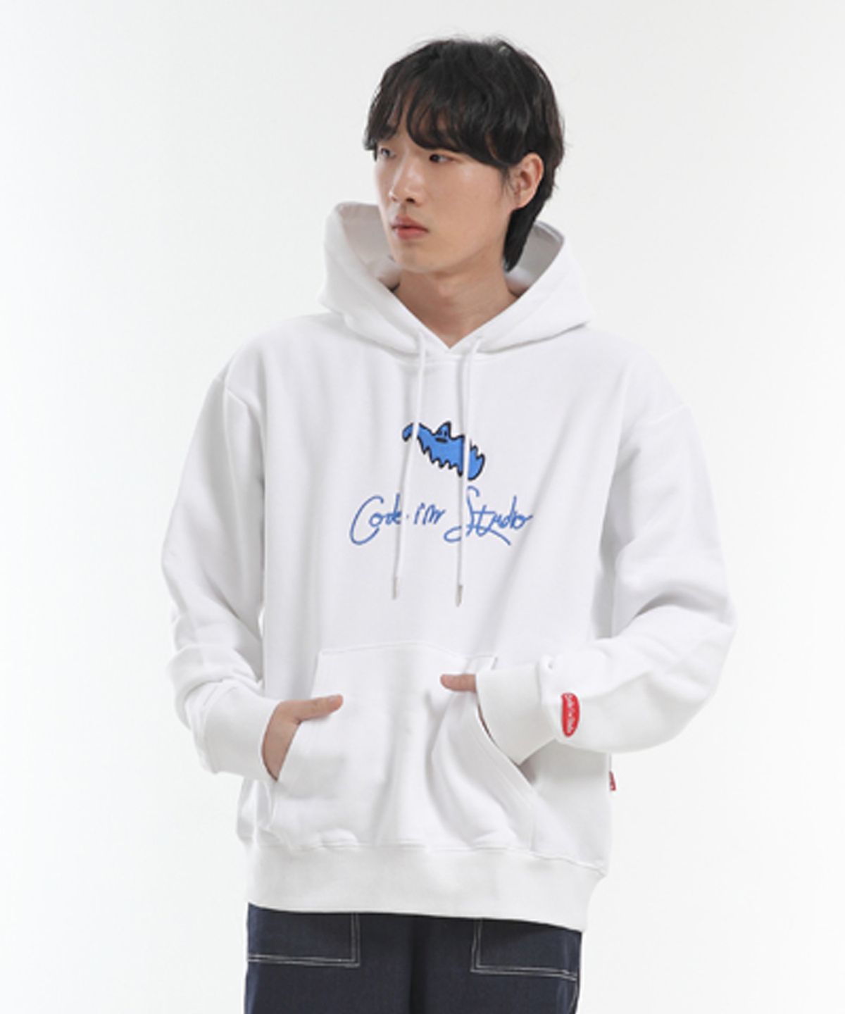 코드아이엠(CODE I'M) 고스트자수 헤비웨이트 오버핏후드 화이트