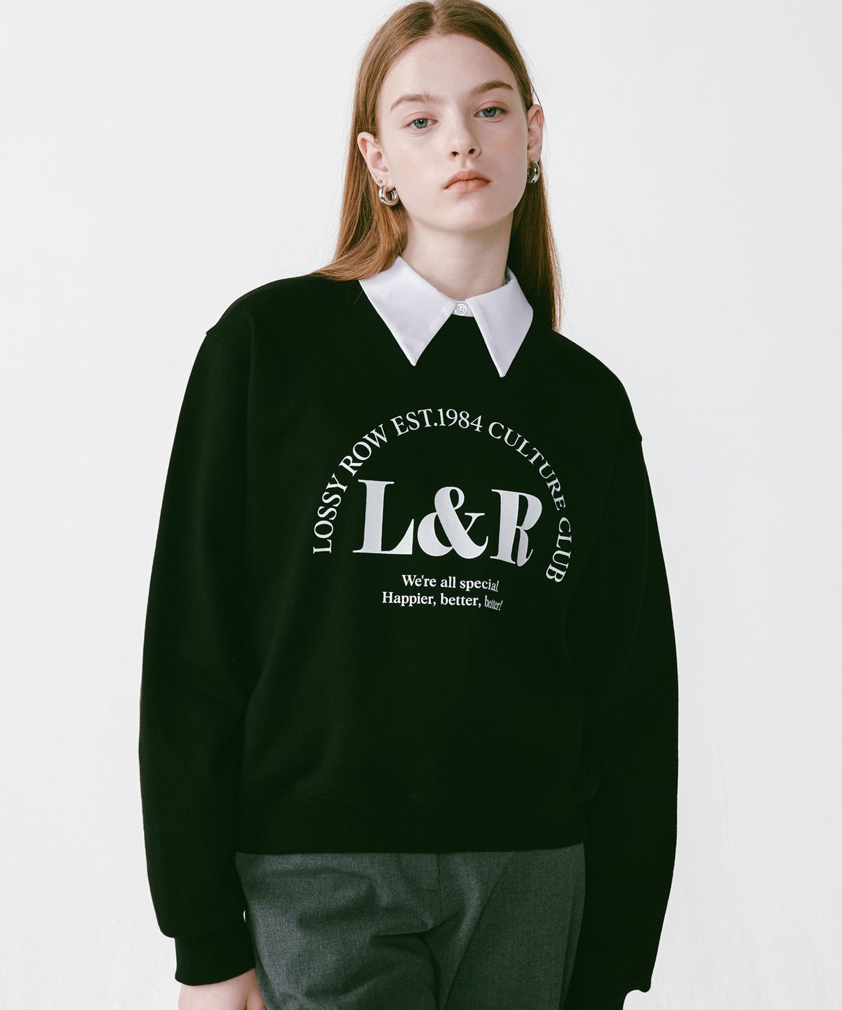 로시로우(LOSSYROW) Lossy Arch Logo Sweatshirt [Black]