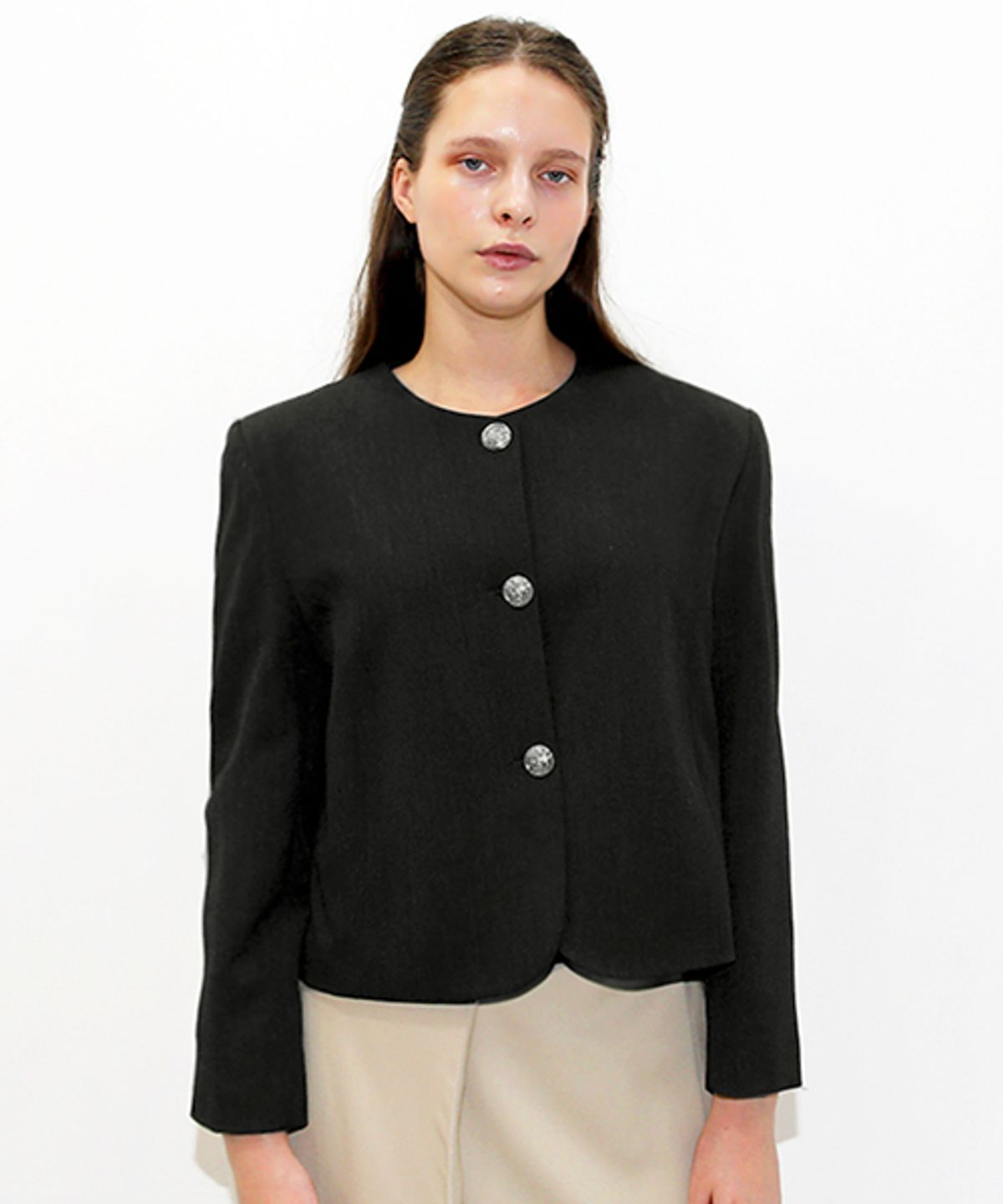 데미지니모닉(DAMAGE MNEMONIC) 라운드넥 포멀 블랙 자켓_ Round neck Formal Black JK