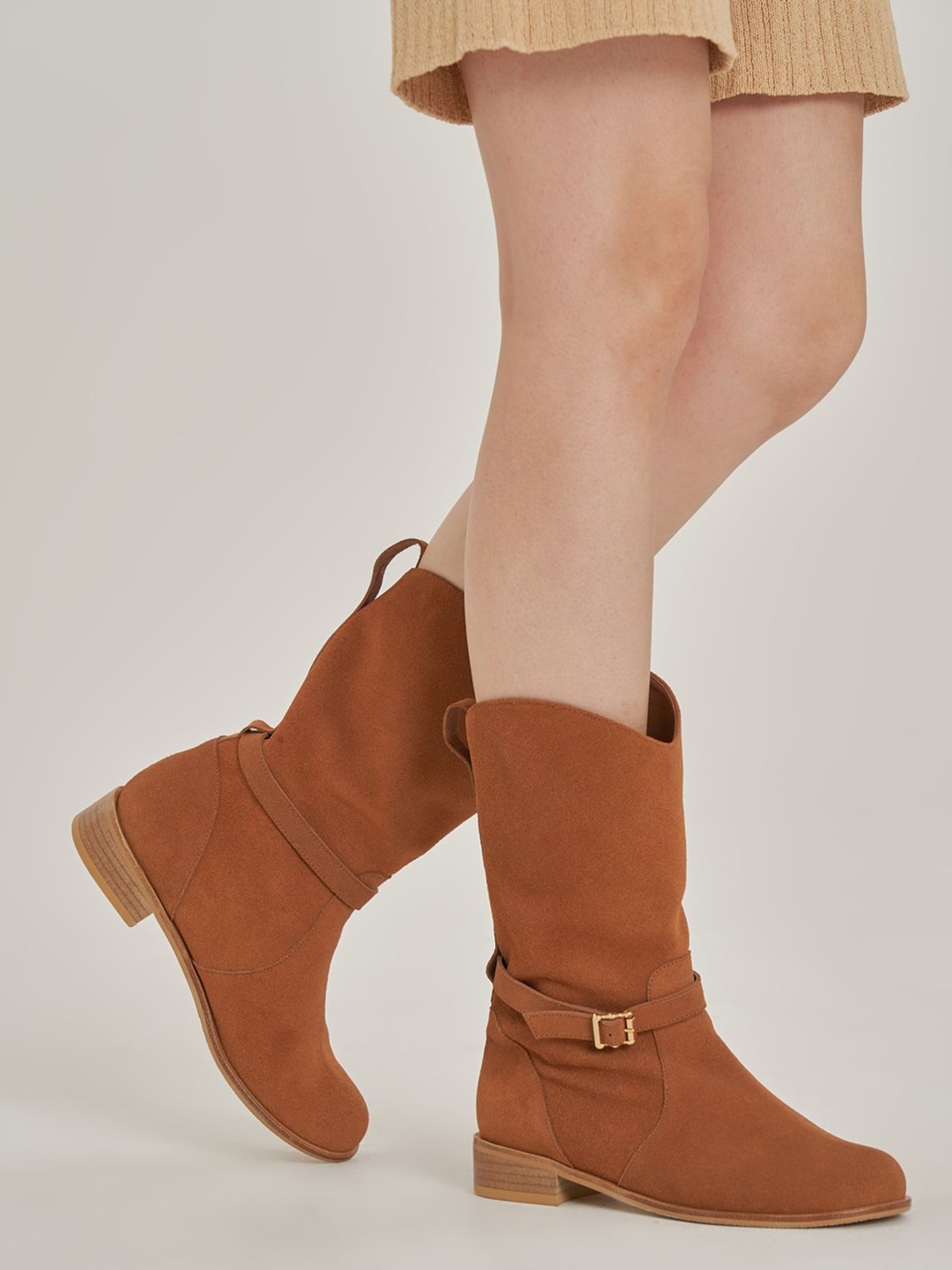 쥬다르(JEU DART) split half riding boots camel