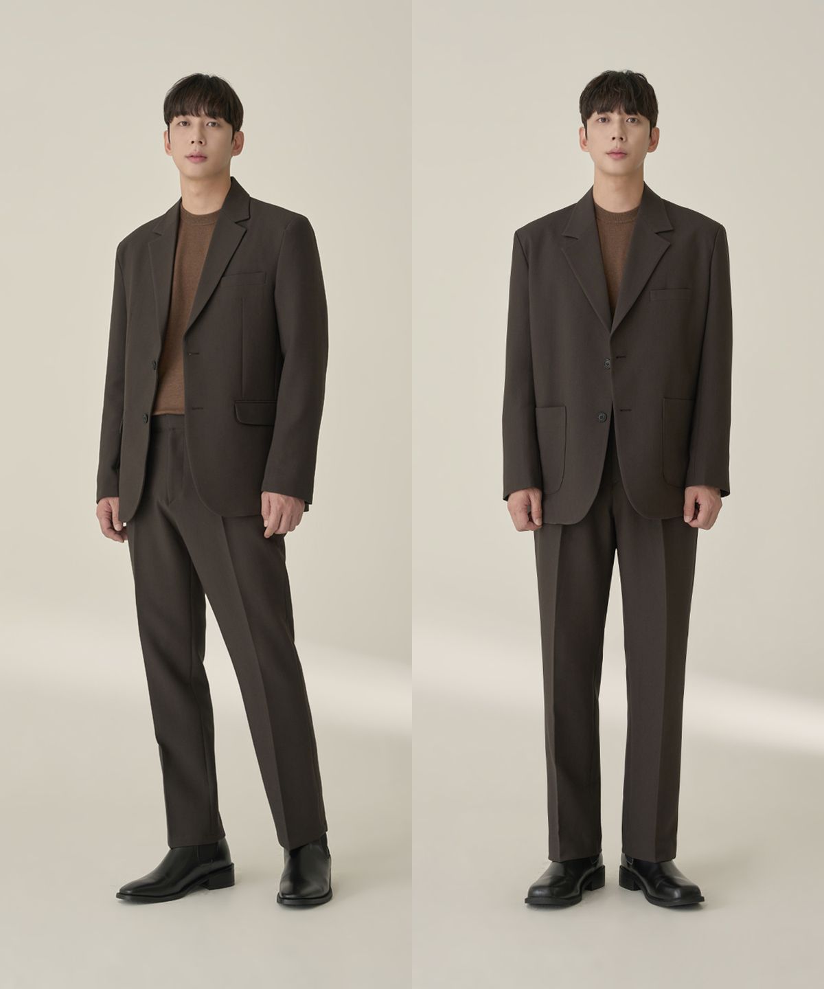 효지(HYOJI) [사계절][세트상품] 커스터마이징 핏 셋업 수트 (카키브라운)