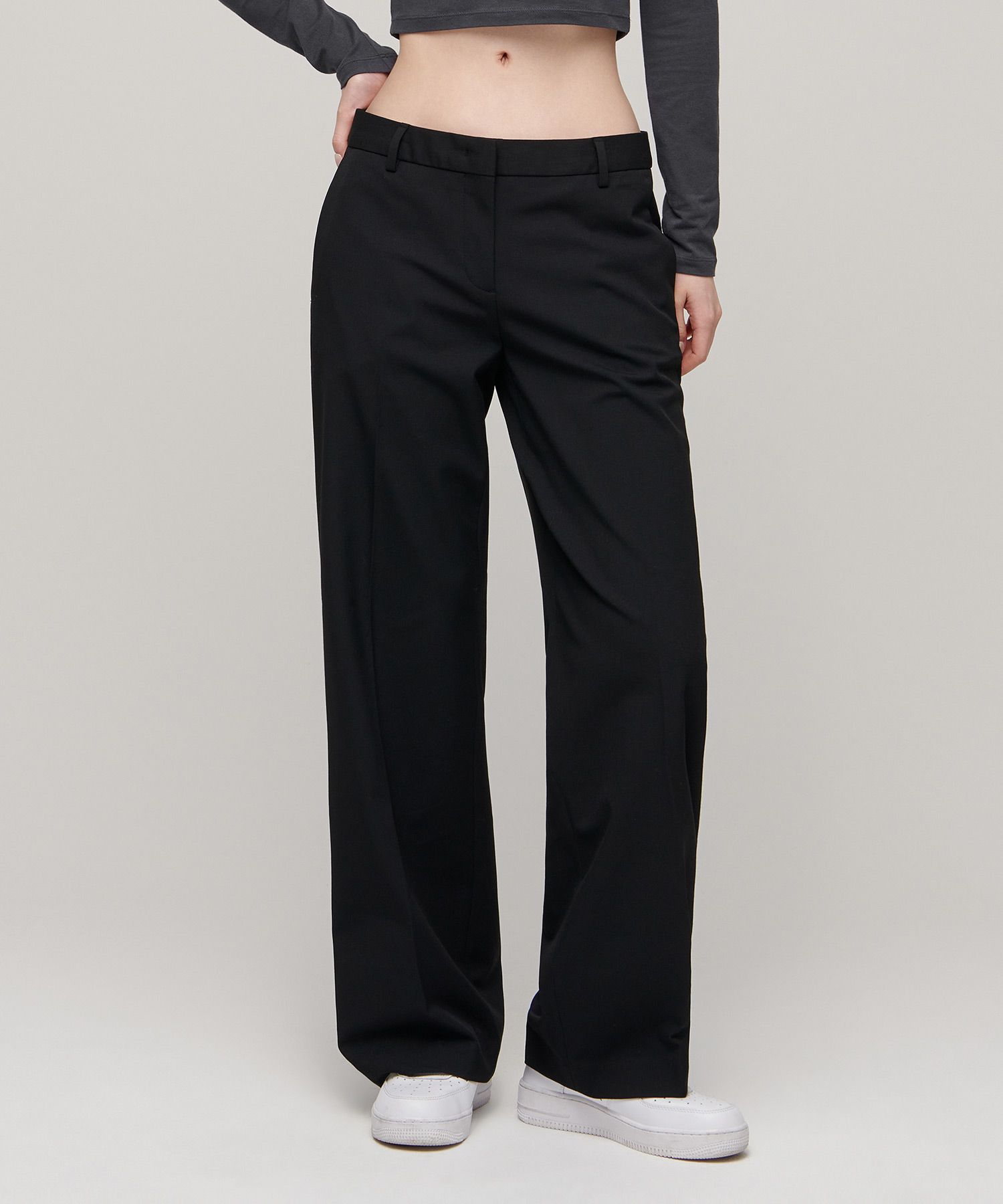 MUSINSA | MUSINSA STANDARD WOMAN Women's Low Rise Wide Slacks [Black]