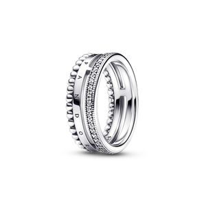 시그니처 로고 파베 & 비디드 링_192312C01