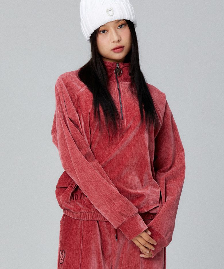 여성) 셔닐벨벳 반집업 맨투맨