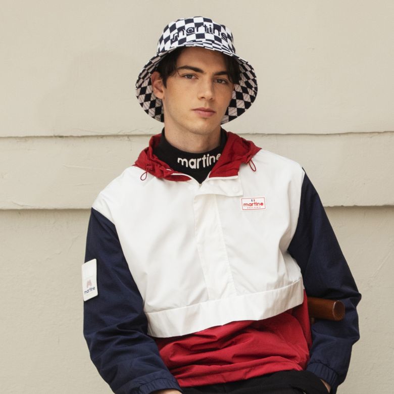 Checkerboard Bucket Hat_Navy