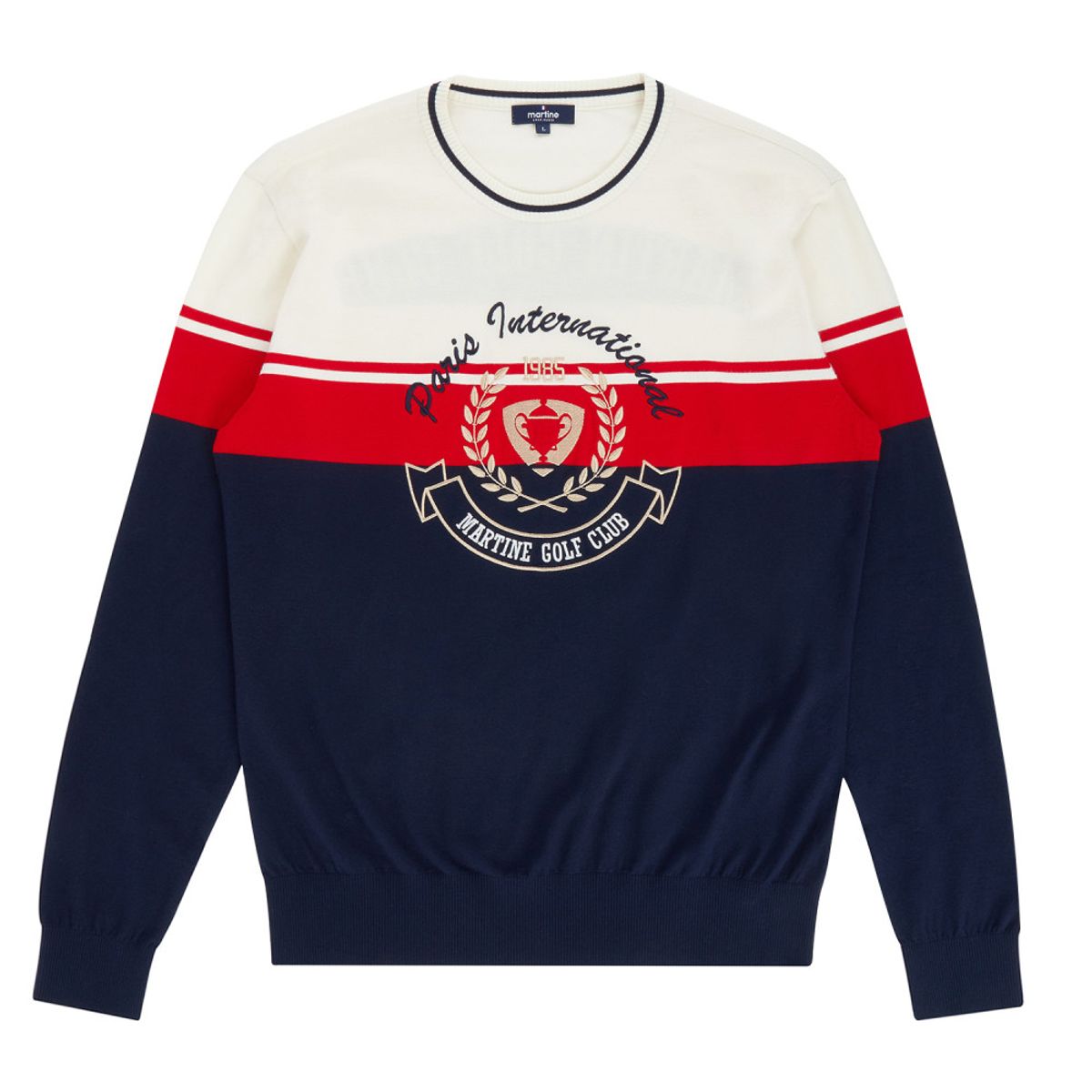 마틴골프(MARTINE GOLF) Color Block Crew Neck Sweater_Ivory (Men)