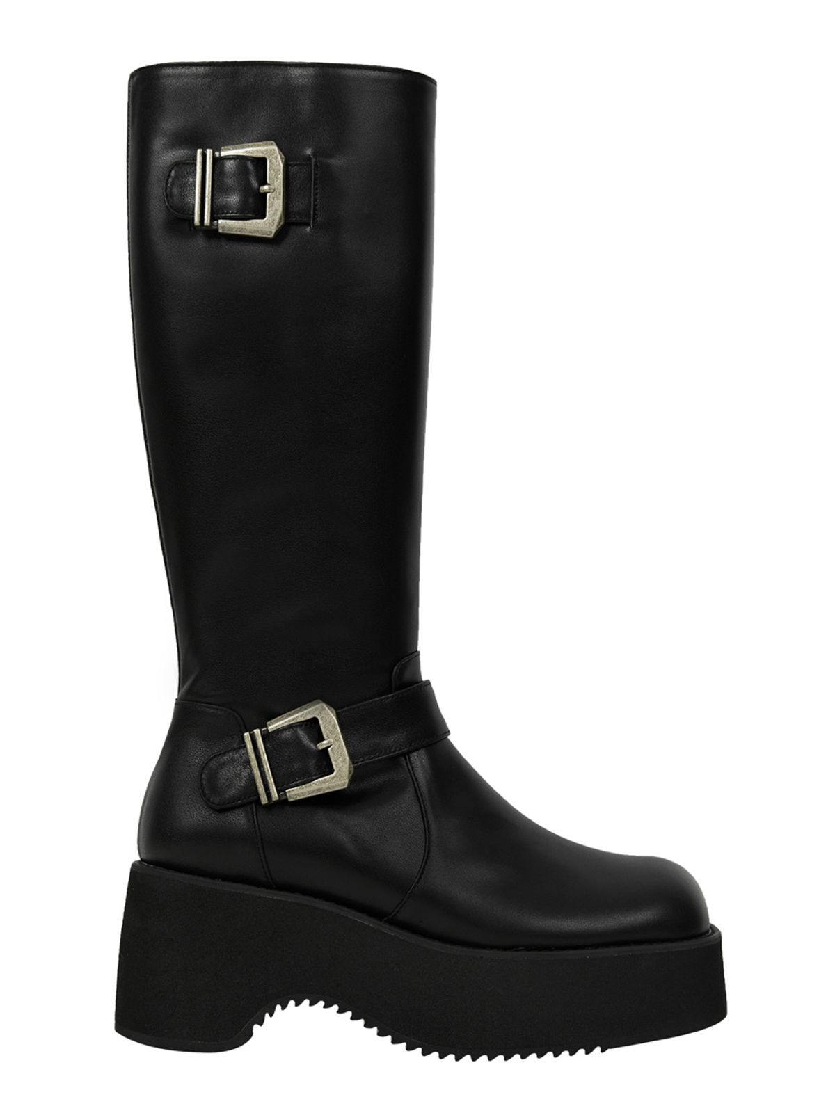 세릭(CERRIC) SQUARE TOE T-BAR PLATFORM BOOTS / BLACK