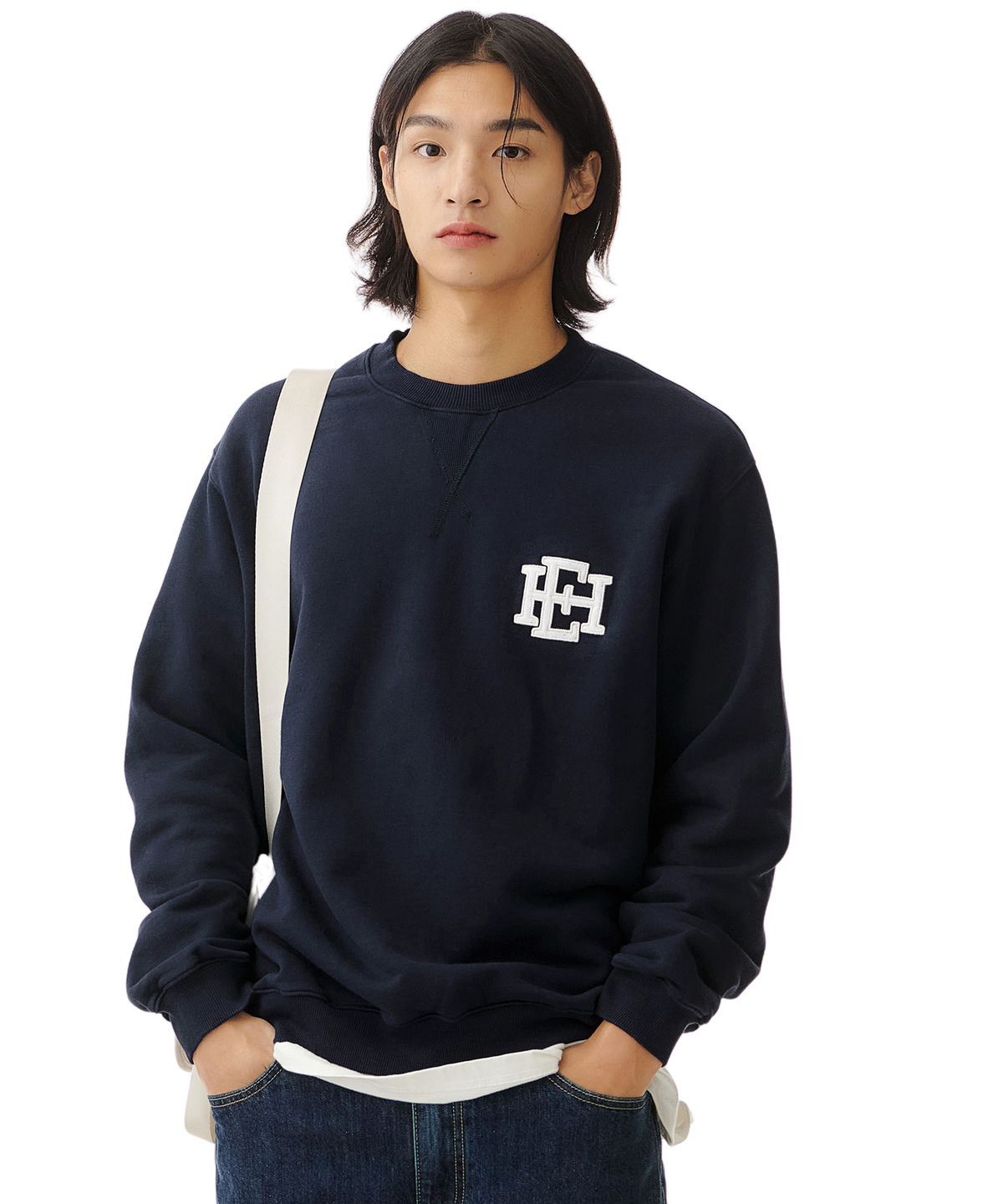 이스트 하버 서플러스(EAST HARBOUR SURPLUS) 로고 프린트 워시드 스웻셔츠 네이비 / BEATLES 56
