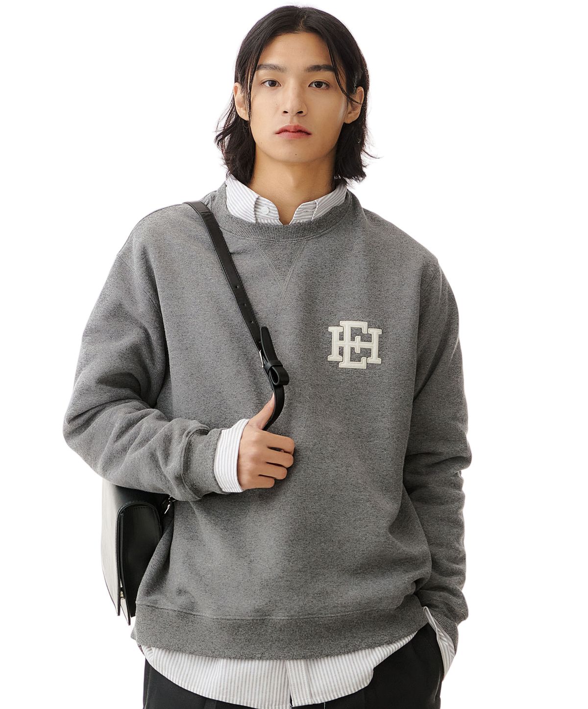 이스트 하버 서플러스(EAST HARBOUR SURPLUS) 로고 프린트 워시드 스웻셔츠 그레이 / BEATLES 56