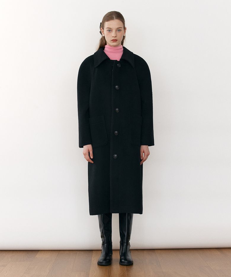 WOOL SINGLE COAT BLACK
