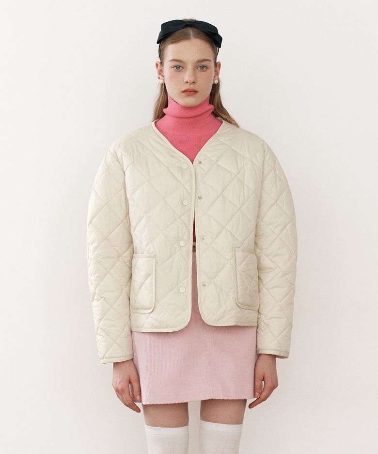 QUILTING SHORT JACKET IVORY