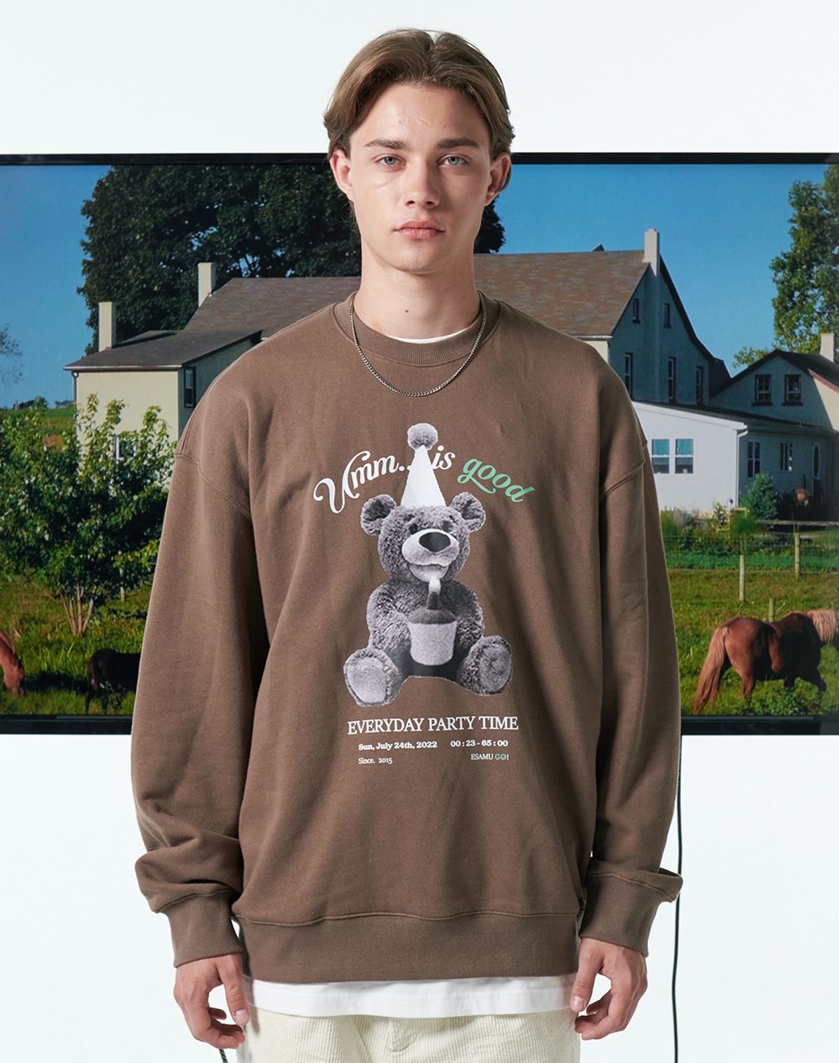 23.65(23.65) CAKE BEAR SWEAT SHIRT BROWN