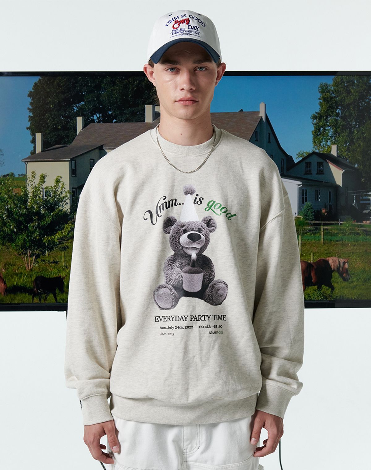 23.65(23.65) CAKE BEAR SWEAT SHIRT OATMEAL