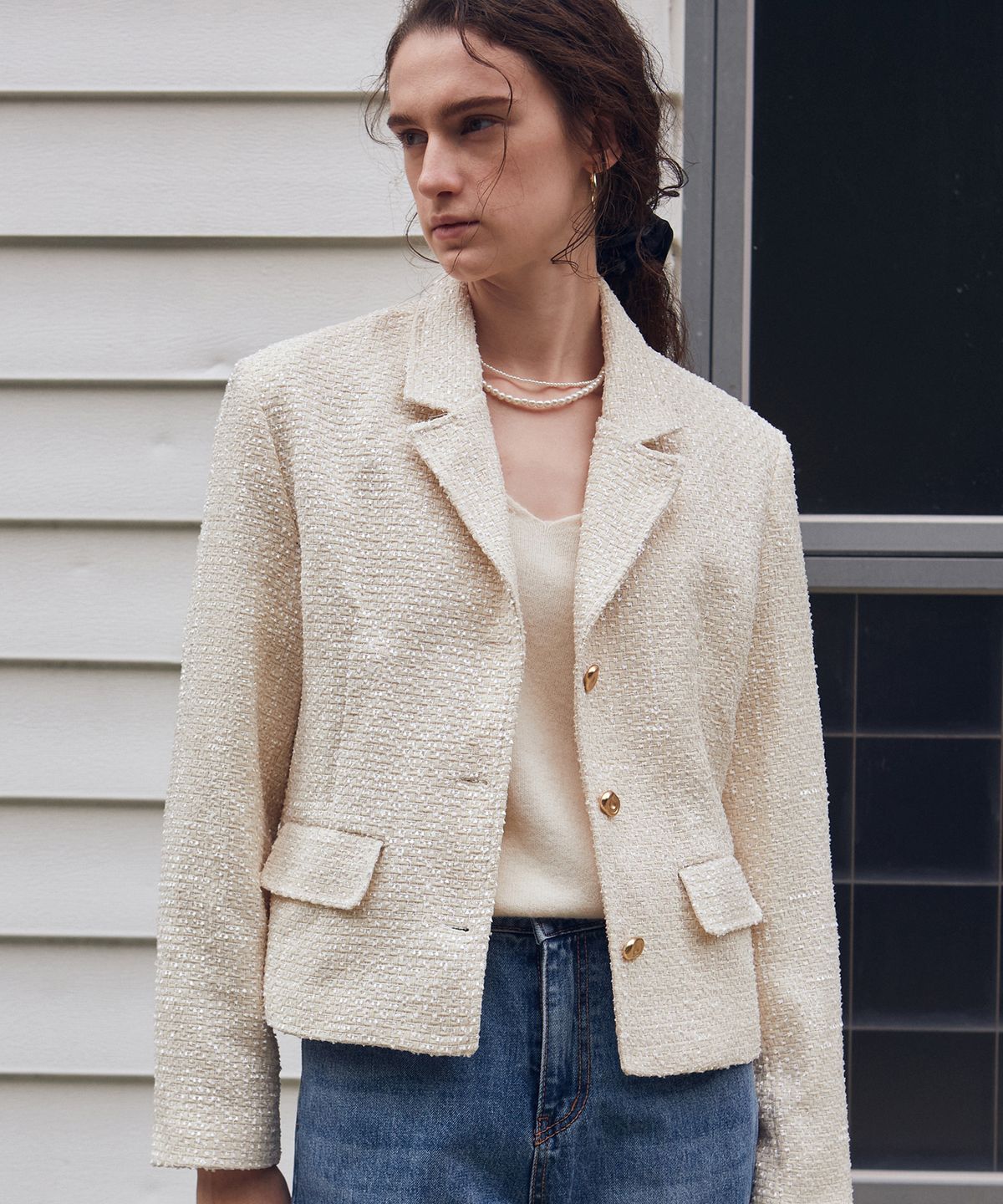 닉앤니콜(NICK&NICOLE) FORMAL TWEED JACKET_CREAM