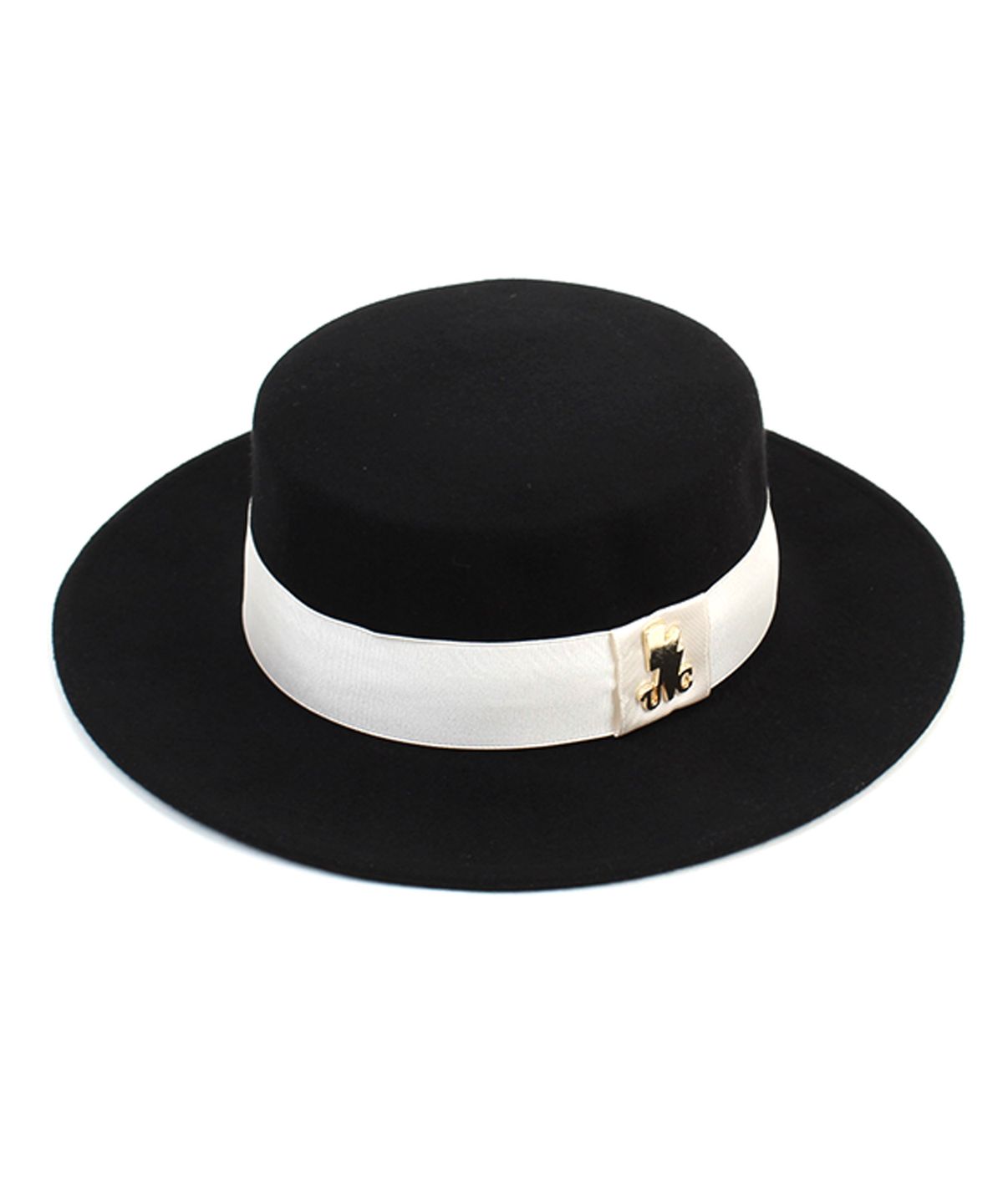 유니버셜 케미스트리(UNIVERSAL CHEMISTRY) White Line Flat Wool Black Fedora 울페도라