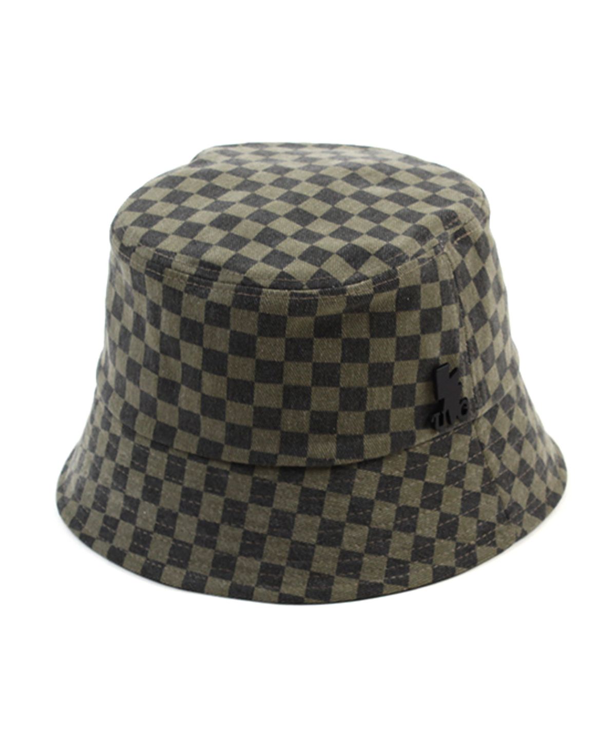 유니버셜 케미스트리(UNIVERSAL CHEMISTRY) Side Thunder Border Check Khaki Bucket Hat 체크버킷햇