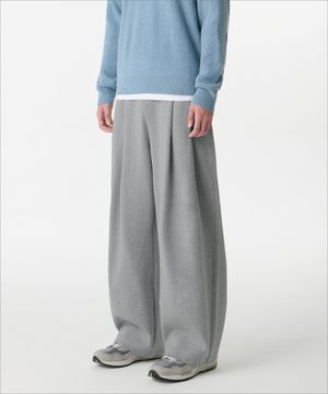 더블 니트 투 턱 와이드 라운지 스웨트 팬츠 [미디엄 그레이]