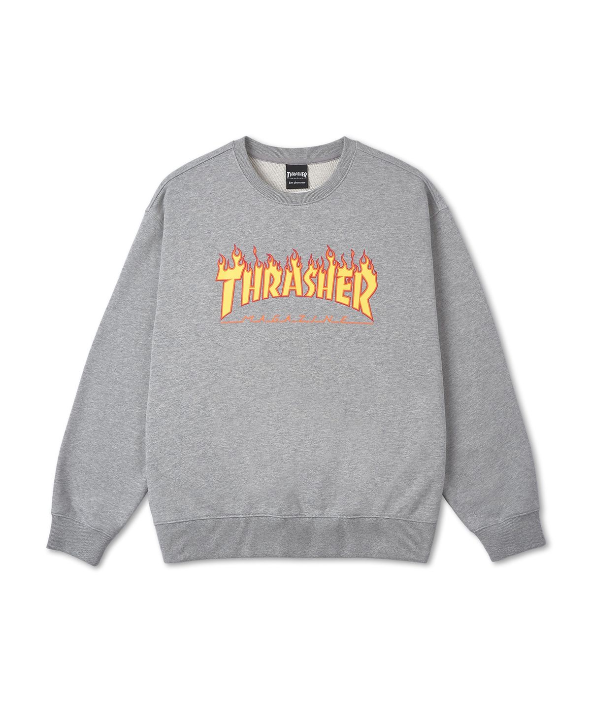 트레셔(THRASHER) 플레임 로고 맨투맨 그레이