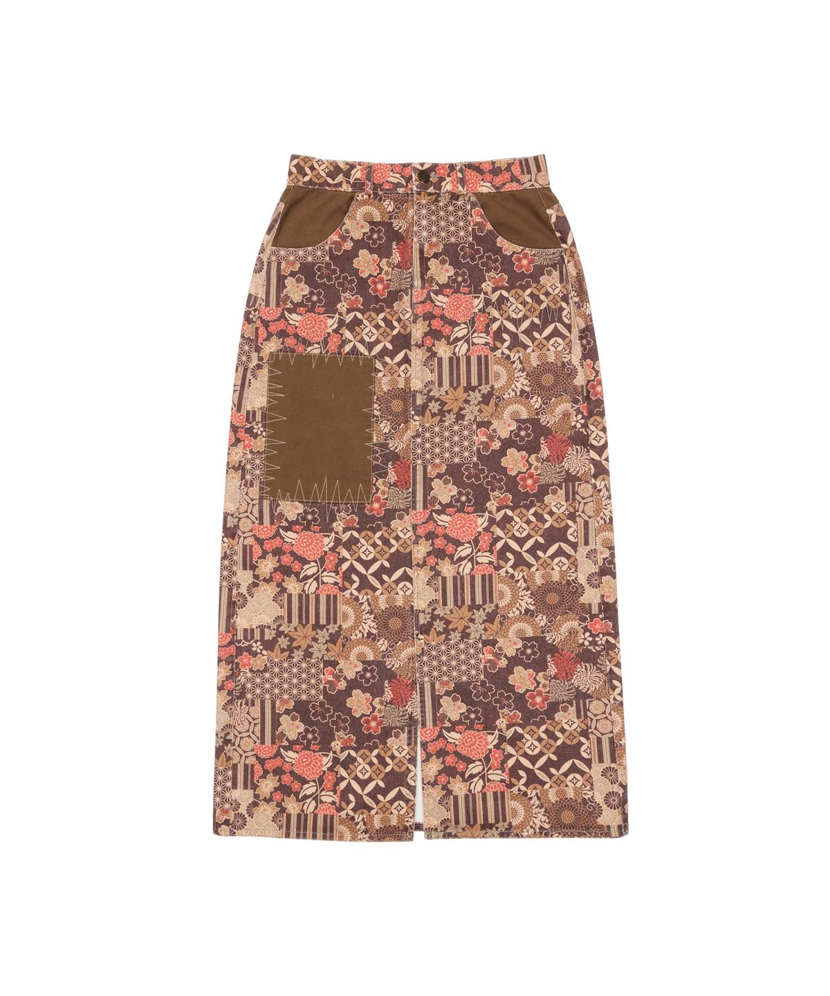 스컬프터(SCULPTOR) Sundry Patchwork Maxi Skirt Brown