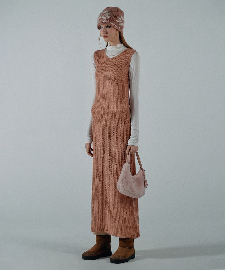 Blend Knit Maxi Dress Coral
