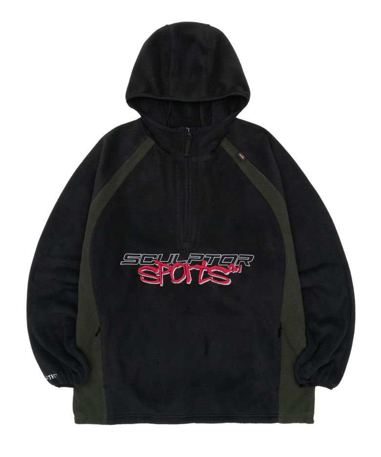 POLARTEC® Color Block Anorak Pullover Black