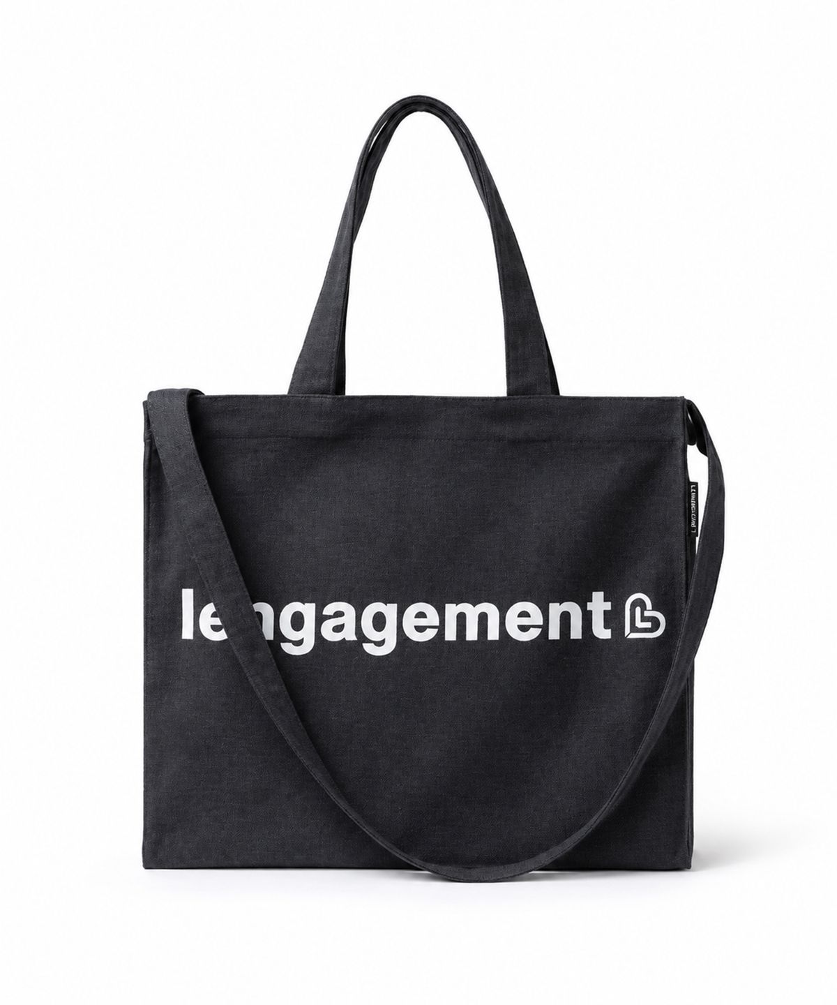 랑가주망(LENGAGEMENT) 스토리 로고 투웨이 데님 에코백 [블랙]