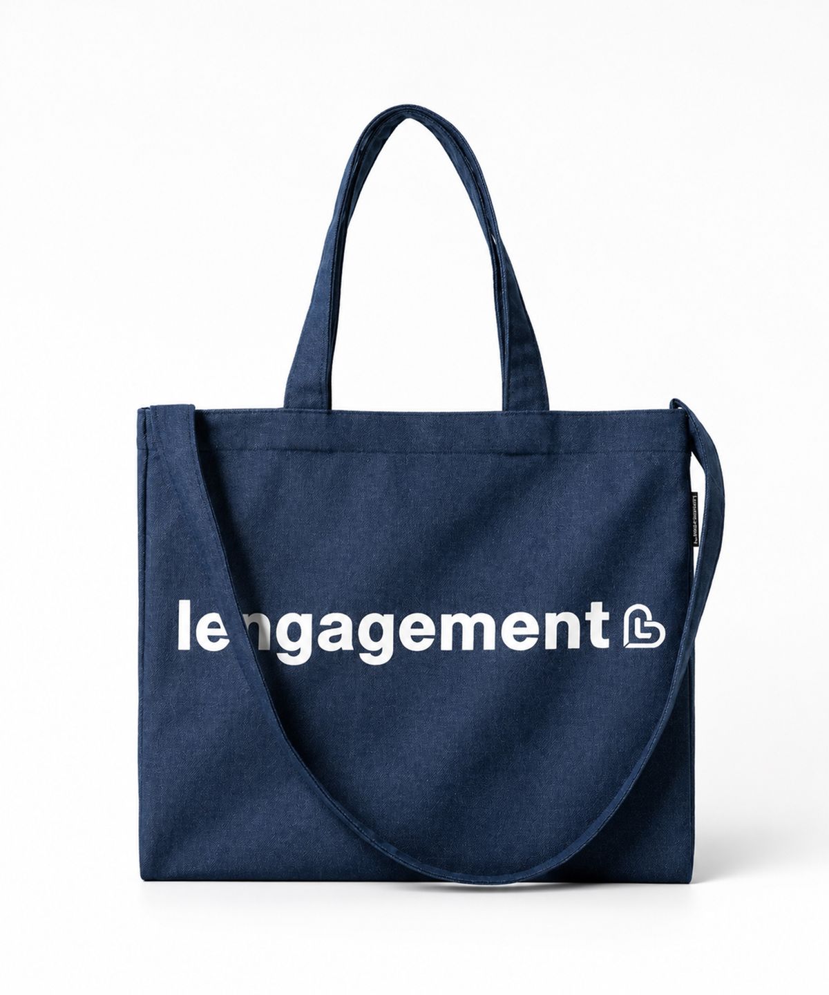 랑가주망(LENGAGEMENT) 스토리 로고 투웨이 데님 에코백 [블루]