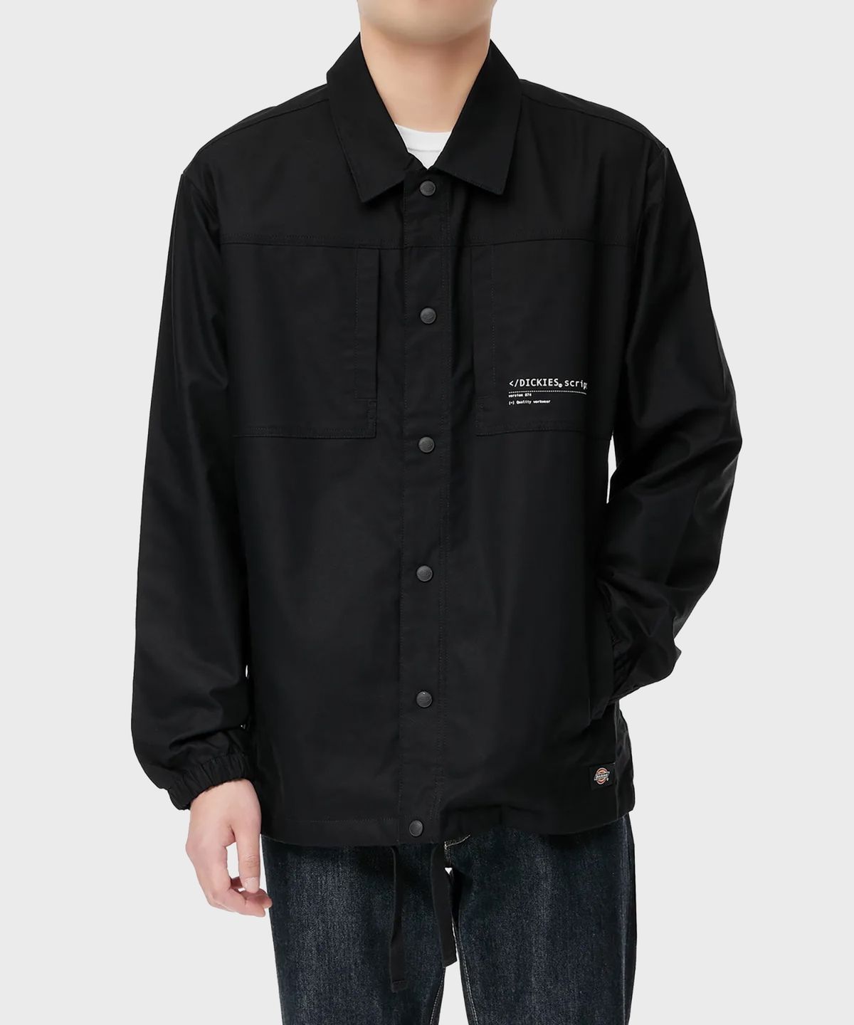 디키즈(DICKIES) 라이트 웨이트 릴렉스드 백 프린트 코치 재킷 Black