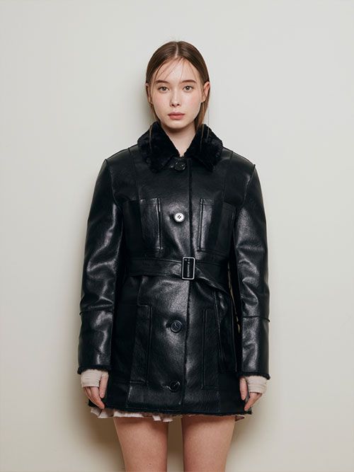 【韓国 Not your rose】Reversible leather mustang MUSINSA | NOT YOUR ROSE Reversible Leather Mustang (Black)_M