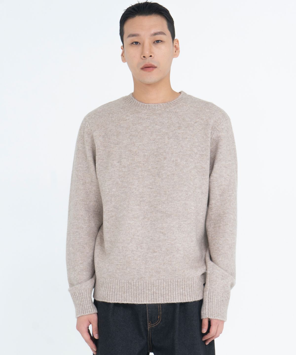 오드닷(ODD DOT) 크루넥 루즈핏 울 니트_브라운